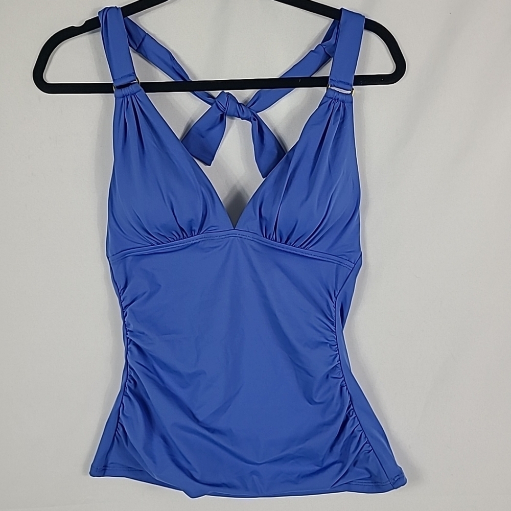 NEW Tommy Bahama Novelty Pearl Halter Cup Tankini Swim Top Blue Sz S
